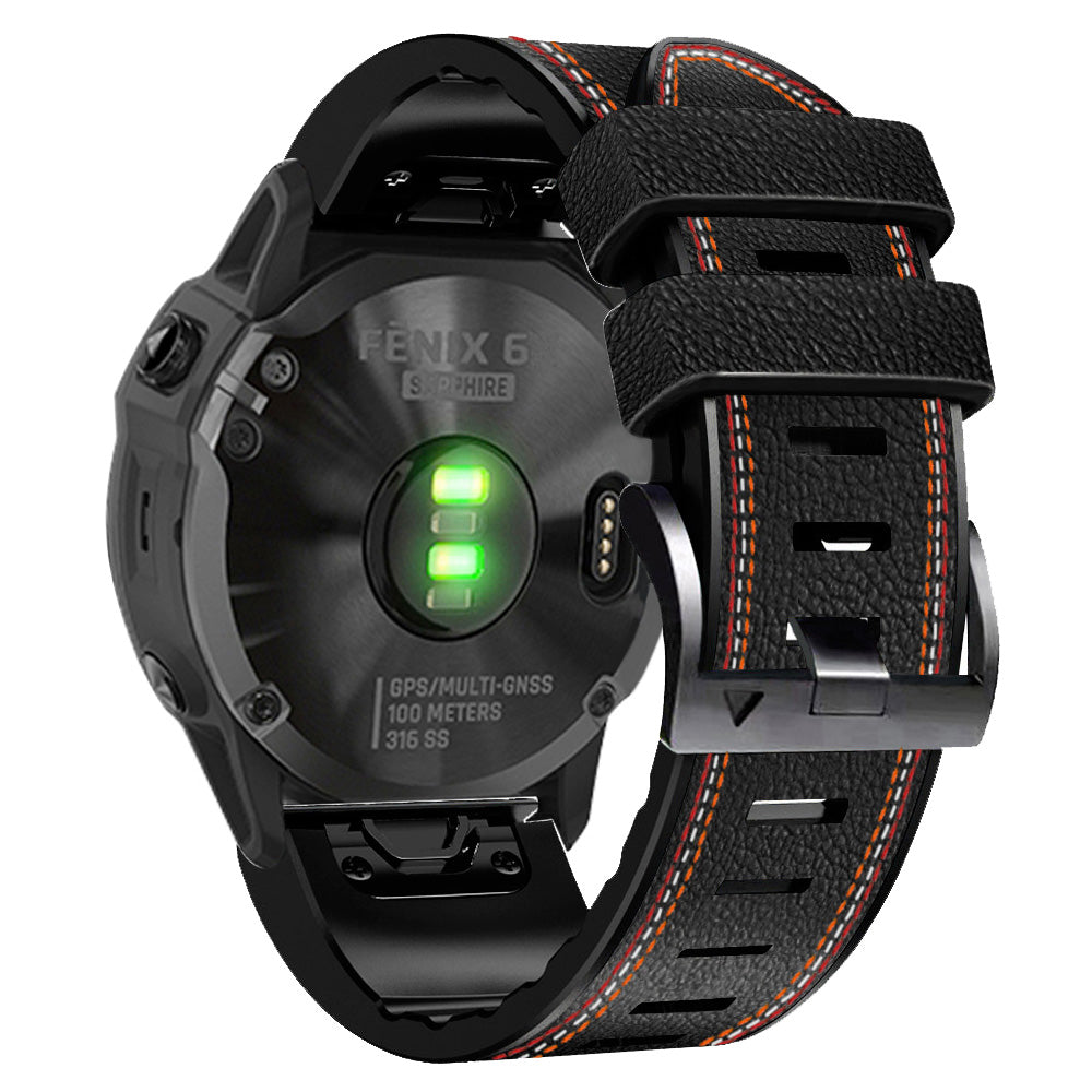 For Garmin Descent G1 Instinct 2 Epix Gen2 Quick Release Watch Band PU Leather Coated Silicone Three-color Stitching Line Wristband Strap For Garmin Descent G1 Instinct 2 Epix Gen2 Quick Release Watch Band PU Leather Coated Silicone Three-color Stitching Line Wristband Strap